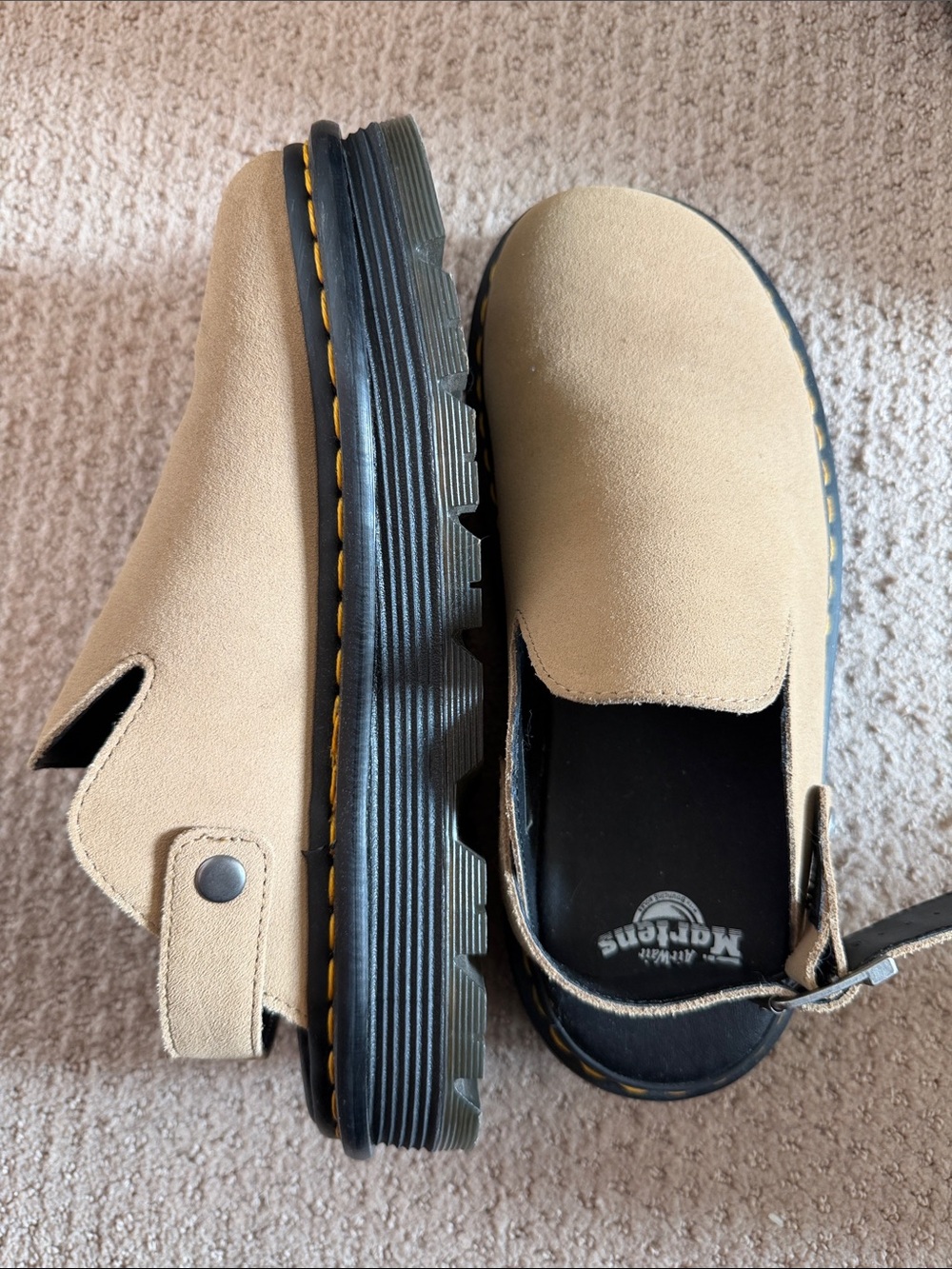 Dr. Martens Unisex Beige Suede Slip-On Clog ZEBZAG STYLE - Picture 3 of 5